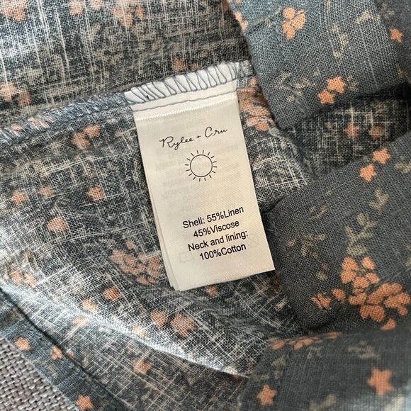 Rilee + Cru Top Girls Size 6-7 Years Dark Floral Button Up Collared Blouse - Picture 5 of 9